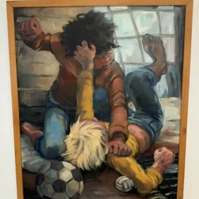 Rankomis tapytas paveikslas ant drobės su rėmu