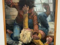 Rankomis tapytas paveikslas ant drobės su rėmu