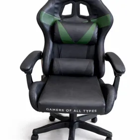 Gaming kėdė juoda / žalia su pagalvėlėmis