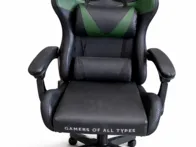 Gaming kėdė juoda / žalia su pagalvėlėmis