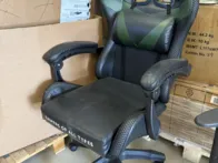 Gaming kėdė juoda / žalia su pagalvėlėmis