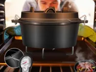  Ketaus puodas/grilio keptuvė su dangčiu