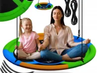 Apvalios sodo sūpynės, gandro lizdas