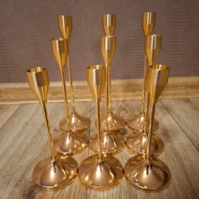 9vnt rožinio aukso spalvos žvakidės