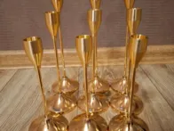 9vnt rožinio aukso spalvos žvakidės