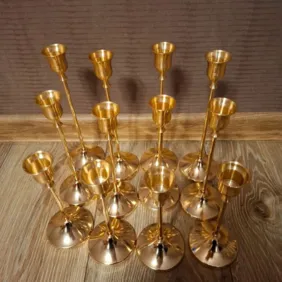 12vnt aukso spalvos žvakidės