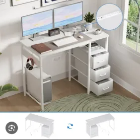 Baltas darbo stalas. Laimėjusiam LED juosta dovanų