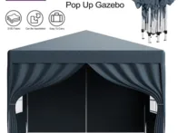 Pavėsinė su sienelėmis tamsiai mėlynas