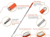 Vonios ir plytelių šveitiklis su ilga rankena 4in1