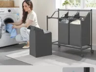 Skalbinių krepšys su ratukais