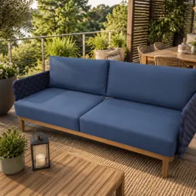Trivietė lauko sofa „Kolbe” mėlynos spalvos