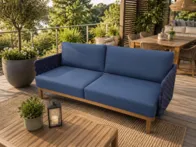 Trivietė lauko sofa „Kolbe” mėlynos spalvos