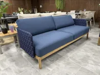Trivietė lauko sofa „Kolbe” mėlynos spalvos
