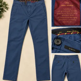 Welton Academy Slim Fit mėlynos vyriškos kelnės