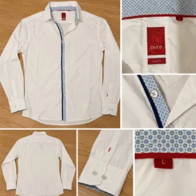 Mustang Pure vyriški balti marškiniai Slim Fit