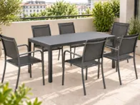 Lauko stalas „Liss“ 50067 + 6 sukraunamos kėdės