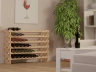 Medinis vyno butelių stovas