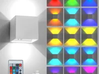 2vnt RGB LED lempos su baterija - naujos su pultu