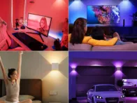 2vnt RGB LED lempos su baterija - naujos su pultu