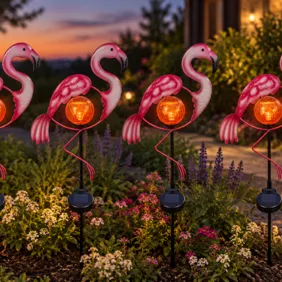 4 saulės LED šviestuvai „Star Trading Flamingo“