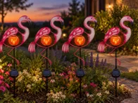 4 saulės LED šviestuvai „Star Trading Flamingo“