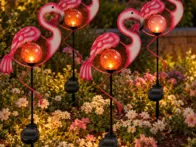 4 saulės LED šviestuvai „Star Trading Flamingo“