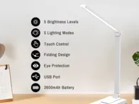 Belaidė LED stalinė lempa 800LM (balta)