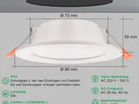 5 vnt. įleidžiamų LED šviestuvų rinkinys (5W, 3000